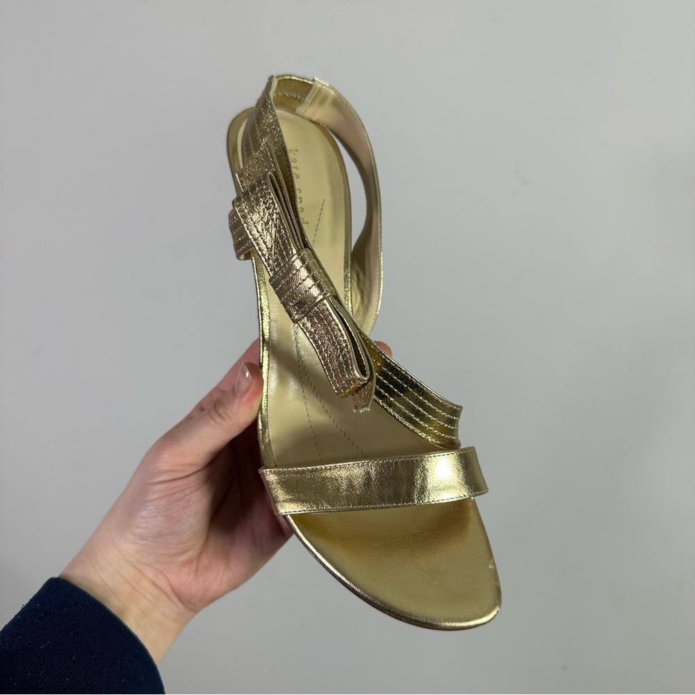Kate Spade Metallic Gold High Heel Slingback Sandals - Picture 3 of 7